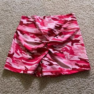Til you collapse pink camo scrunch booty shorts